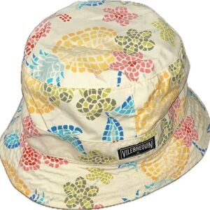 Vilebrequin Tropical Multicolor Floral Mosaic Beach Summer Bucket Hat Cream